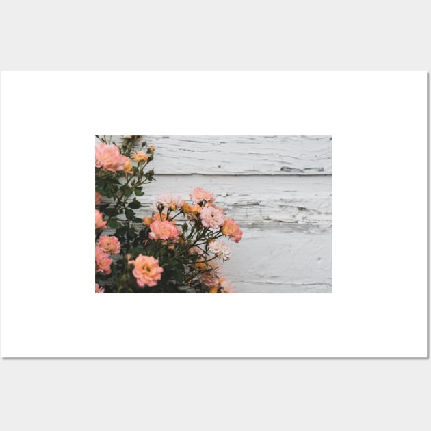 Vintage Pink Roses with Rustic Background Wall Art by Amy-K-Mitchell